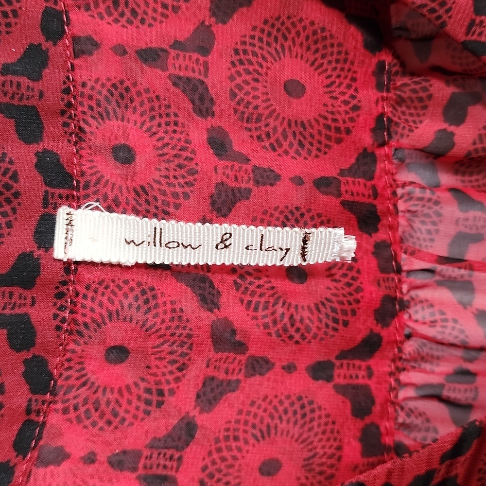 Willow & Clay Red Floral Ruffle Dress with Black Slip Size L - Picture 2 of 5